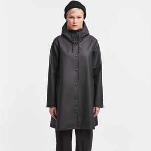 Stutterheim Mosebacke Black Raincoat Rain Jacket XS Women’s Swedish Melancholy